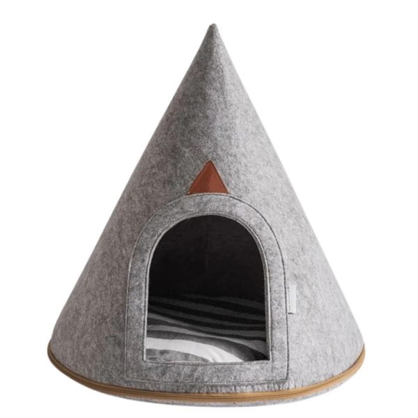 Triangular Felt Cat Cave Bed-1