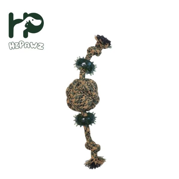 Camouflage Cotton Rope Double-Ended Ball Chew Toys-1